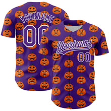 Load image into Gallery viewer, Custom Purple White 3D Halloween Authentic Baseball Jersey