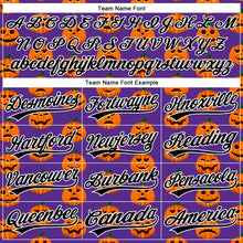 Load image into Gallery viewer, Custom Purple Black-White 3D Halloween Authentic Baseball Jersey