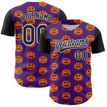 Load image into Gallery viewer, Custom Purple Black-White 3D Halloween Authentic Baseball Jersey
