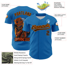 Laden Sie das Bild in den Galerie-Viewer, Custom Blue Brown-Bay Orange 3D Halloween Authentic Baseball Jersey