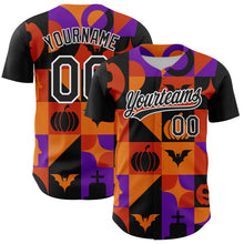 Загрузить изображение в средство просмотра галереи, Custom Orange Black-Purple 3D Halloween Authentic Baseball Jersey