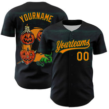 Загрузить изображение в средство просмотра галереи, Custom Black Bay Orange-Green 3D Halloween Authentic Baseball Jersey