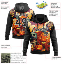 Charger l'image dans la galerie, Custom Stitched Black White 3D Halloween Sports Pullover Sweatshirt Hoodie