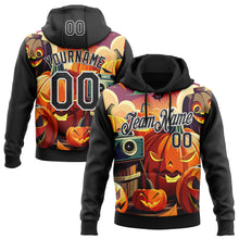 Charger l'image dans la galerie, Custom Stitched Black White 3D Halloween Sports Pullover Sweatshirt Hoodie