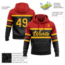 Загрузить изображение в средство просмотра галереи, Custom Stitched Black Gold-Red Line Sports Pullover Sweatshirt Hoodie