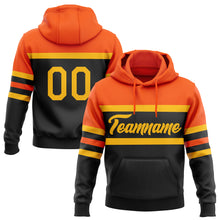 Загрузить изображение в средство просмотра галереи, Custom Stitched Black Gold-Orange Line Sports Pullover Sweatshirt Hoodie