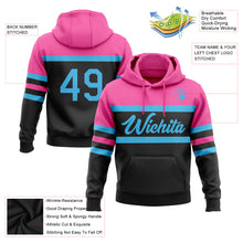 Загрузить изображение в средство просмотра галереи, Custom Stitched Black Sky Blue-Pink Line Sports Pullover Sweatshirt Hoodie