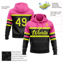 Laden Sie das Bild in den Galerie-Viewer, Custom Stitched Black Neon Yellow-Pink Line Sports Pullover Sweatshirt Hoodie