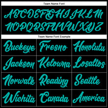 Laden Sie das Bild in den Galerie-Viewer, Custom Stitched Black Aqua-Pink Line Sports Pullover Sweatshirt Hoodie