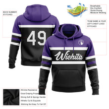 Загрузить изображение в средство просмотра галереи, Custom Stitched Black White-Purple Line Sports Pullover Sweatshirt Hoodie