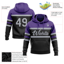 Laden Sie das Bild in den Galerie-Viewer, Custom Stitched Black Gray-Purple Line Sports Pullover Sweatshirt Hoodie