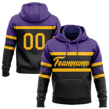 Загрузить изображение в средство просмотра галереи, Custom Stitched Black Gold-Purple Line Sports Pullover Sweatshirt Hoodie