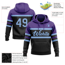 Загрузить изображение в средство просмотра галереи, Custom Stitched Black Light Blue-Purple Line Sports Pullover Sweatshirt Hoodie