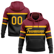 Загрузить изображение в средство просмотра галереи, Custom Stitched Black Gold-Crimson Line Sports Pullover Sweatshirt Hoodie