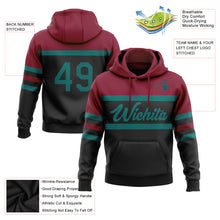Загрузить изображение в средство просмотра галереи, Custom Stitched Black Teal-Crimson Line Sports Pullover Sweatshirt Hoodie