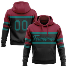 Загрузить изображение в средство просмотра галереи, Custom Stitched Black Teal-Crimson Line Sports Pullover Sweatshirt Hoodie
