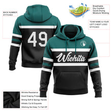 Charger l'image dans la galerie, Custom Stitched Black White-Teal Line Sports Pullover Sweatshirt Hoodie