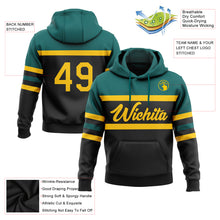 Загрузить изображение в средство просмотра галереи, Custom Stitched Black Yellow-Teal Line Sports Pullover Sweatshirt Hoodie