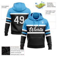 Загрузить изображение в средство просмотра галереи, Custom Stitched Black White-Sky Blue Line Sports Pullover Sweatshirt Hoodie