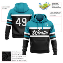 Загрузить изображение в средство просмотра галереи, Custom Stitched Black White-Teal Line Sports Pullover Sweatshirt Hoodie