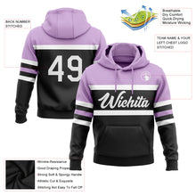 Загрузить изображение в средство просмотра галереи, Custom Stitched Black White-Light Purple Line Sports Pullover Sweatshirt Hoodie