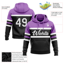Загрузить изображение в средство просмотра галереи, Custom Stitched Black White-Medium Purple Line Sports Pullover Sweatshirt Hoodie