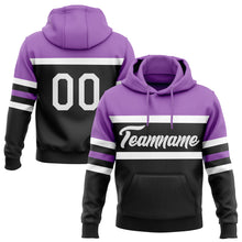 Загрузить изображение в средство просмотра галереи, Custom Stitched Black White-Medium Purple Line Sports Pullover Sweatshirt Hoodie