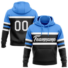 Загрузить изображение в средство просмотра галереи, Custom Stitched Black White-Powder Blue Line Sports Pullover Sweatshirt Hoodie