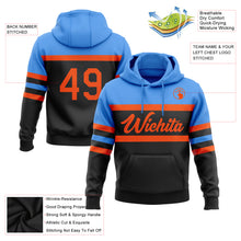 Laden Sie das Bild in den Galerie-Viewer, Custom Stitched Black Orange-Powder Blue Line Sports Pullover Sweatshirt Hoodie