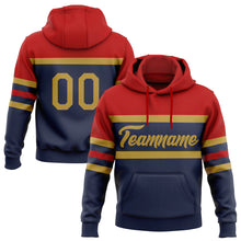 Загрузить изображение в средство просмотра галереи, Custom Stitched Navy Old Gold-Red Line Sports Pullover Sweatshirt Hoodie