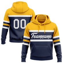 Загрузить изображение в средство просмотра галереи, Custom Stitched Navy White-Gold Line Sports Pullover Sweatshirt Hoodie