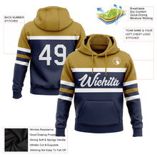 Загрузить изображение в средство просмотра галереи, Custom Stitched Navy White-Old Gold Line Sports Pullover Sweatshirt Hoodie