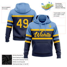 Charger l'image dans la galerie, Custom Stitched Navy Yellow-Light Blue Line Sports Pullover Sweatshirt Hoodie