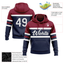 Загрузить изображение в средство просмотра галереи, Custom Stitched Navy White-Crimson Line Sports Pullover Sweatshirt Hoodie