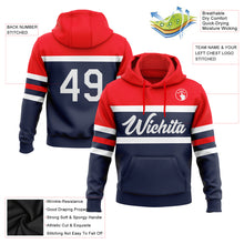 Загрузить изображение в средство просмотра галереи, Custom Stitched Navy White-Fire Red Line Sports Pullover Sweatshirt Hoodie