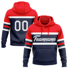 Загрузить изображение в средство просмотра галереи, Custom Stitched Navy White-Fire Red Line Sports Pullover Sweatshirt Hoodie
