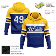 Charger l'image dans la galerie, Custom Stitched Royal White-Yellow Line Sports Pullover Sweatshirt Hoodie