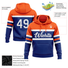 Загрузить изображение в средство просмотра галереи, Custom Stitched Royal White-Orange Line Sports Pullover Sweatshirt Hoodie