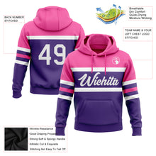 Laden Sie das Bild in den Galerie-Viewer, Custom Stitched Purple White-Pink Line Sports Pullover Sweatshirt Hoodie