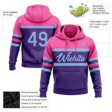 Laden Sie das Bild in den Galerie-Viewer, Custom Stitched Purple Light Blue-Pink Line Sports Pullover Sweatshirt Hoodie