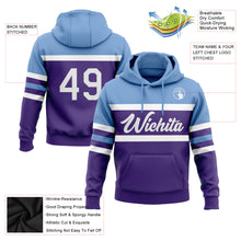 Laden Sie das Bild in den Galerie-Viewer, Custom Stitched Purple White-Light Blue Line Sports Pullover Sweatshirt Hoodie