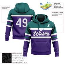 Laden Sie das Bild in den Galerie-Viewer, Custom Stitched Purple White-Teal Line Sports Pullover Sweatshirt Hoodie