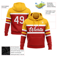 Загрузить изображение в средство просмотра галереи, Custom Stitched Red White-Gold Line Sports Pullover Sweatshirt Hoodie
