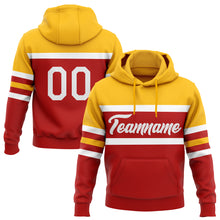Загрузить изображение в средство просмотра галереи, Custom Stitched Red White-Gold Line Sports Pullover Sweatshirt Hoodie