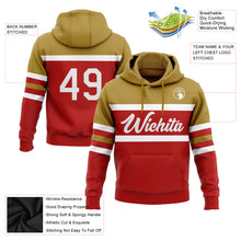 Charger l'image dans la galerie, Custom Stitched Red White-Old Gold Line Sports Pullover Sweatshirt Hoodie
