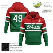 Загрузить изображение в средство просмотра галереи, Custom Stitched Kelly Green White-Red Line Sports Pullover Sweatshirt Hoodie