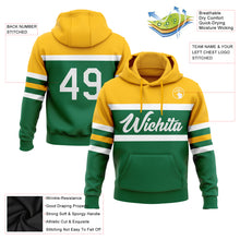 Загрузить изображение в средство просмотра галереи, Custom Stitched Kelly Green White-Gold Line Sports Pullover Sweatshirt Hoodie
