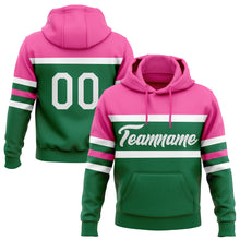Laden Sie das Bild in den Galerie-Viewer, Custom Stitched Kelly Green White-Pink Line Sports Pullover Sweatshirt Hoodie