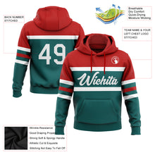 Загрузить изображение в средство просмотра галереи, Custom Stitched Teal White-Red Line Sports Pullover Sweatshirt Hoodie