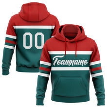 Загрузить изображение в средство просмотра галереи, Custom Stitched Teal White-Red Line Sports Pullover Sweatshirt Hoodie